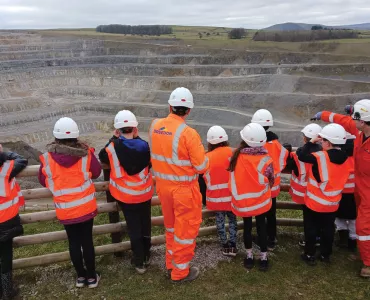 Schoolchildren on a quarry visit