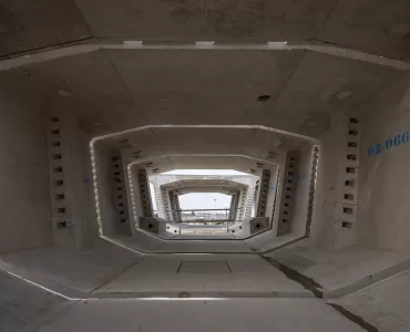 Giant precast viaduct segments off the production line at Kingsbury in Warwickshire