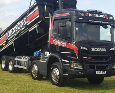 Johnsons Aggregate and Recycling are fitting the latest-generation Wheely-Safe technology across their fleet of eight-wheel tippers