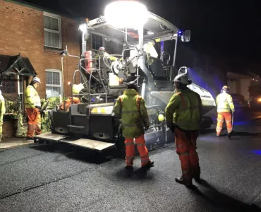 North Street in Middle Barton, Oxfordshire, being resurfaced with Gipave