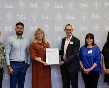 A team from Aggregate Industries was invited to BSI’s offices in Milton Keynes to receive the certificates earlier this month
