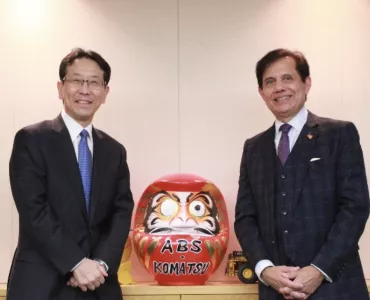 L-R: Hiroyuki Ogawa, president and chief executive officer of Komatsu Ltd, and Subhash Dhar, founder, chairman and chief executive officer of ABS