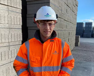 Callum King has just completed his first year of a Higher Apprenticeship within Aggregate Industries’ Concrete Products division, based at Croft, in Leicester