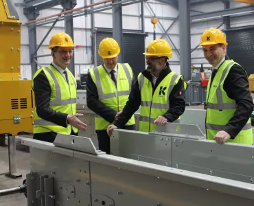 Steve Baker MP, Minister of State for Northern Ireland (far left), toured the Kiverco factory with members of the senior management team
