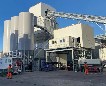 DCM96 semi mobile concrete batching plant, designed, manufactured, and installed by D&C Engineers