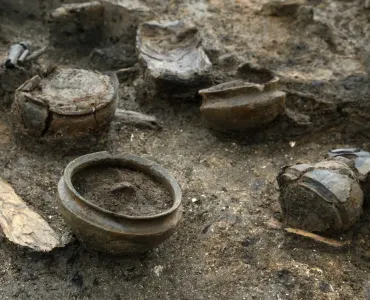 Some of the Bronze Age artefacts found at Must Farm. Photo: Dave Webb, Cambridge Archaeological Unit (CAU)