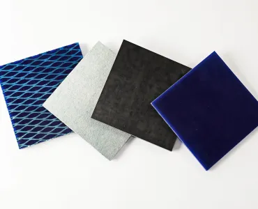 Rhino Hyde Blue liners can be custom-made with several different backings, including solid steel, plain, expanded metal, fabric and ceramic chip embedded