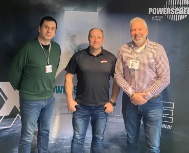 L-R: Miloje Jovanovic, sales manager, NS Union; Darius Masauskas, business development manager, Powerscreen, and Sasa Sekulic, general manager, NS Union