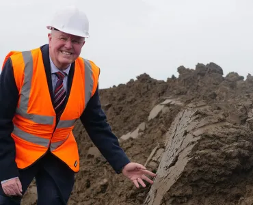 Scott Bros director Bob Borthwick with some of the company’s ‘recycled’ filter cake that will be used to produce low-carbon concrete