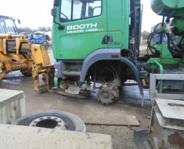 A 52-year-old man was crushed under the truckmixer while attempting to replace its front wheels