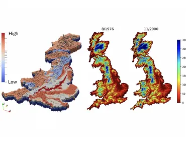 Hydrological parameterization (left) and simulated groundwater heads (right). Image: BGS