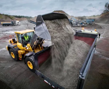 Volvo CE have upgraded their medium-sized L110H (pictured) and L120H wheel loaders