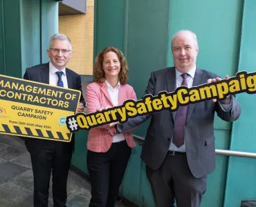 L-R: Gerry Farrell, Irish Concrete Federation chief executive; Hilary Byrne, HSA senior inspector; and Conor O’Brien, HSA chief executive