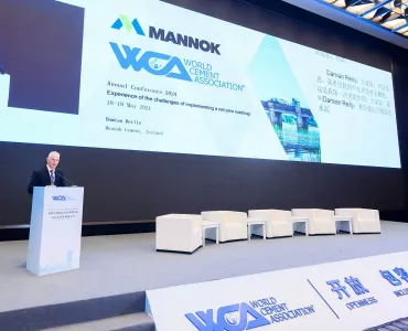 Mannok Cement general manager Damian Reilly speaking at the WCA Annual Conference in Nanjing