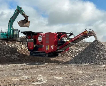 The new and updated Screencore XJ Dual-Power tracked jaw crusher