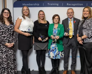 L-R: Hannah Higley, future careers manager, Minerals Matter; Linzi McDade, Breedon Group; Steph Kendrick, Aggregate Industries; Ethel Diamond, Heidelberg Materials UK; Ian Cross, Minerals Matter ambassador; Lisa Saunders, Minerals Matter consultant