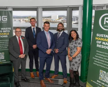 L-R: Tudor Evans OBE, Plymouth City Council leader; Oscar Milverton Gatta, co-founder and chief technical officer of Recycle it Global; Paul Nicholls, co-founder and chief executive officer of Recycle it Global; Julian Chenoweth, co-founder and chairman of Recycle it Global; and Nina Sarlaka, inward investment and enterprise manager for Plymouth City Council