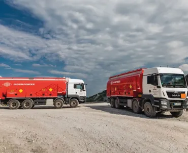 Austin Powder modern bulk explosives trucks in Germany 