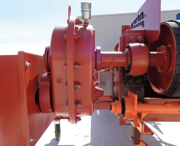 Conveyor drive motors can be as large as 600hp (450kW), moving belts as fast as 10m/s (2,000 ft/min)