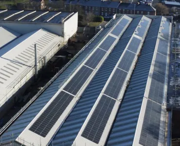 Part of the new solar PV system at Komatsu UK’s Birtley facility