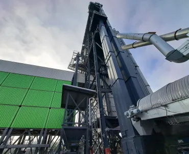 Ammann’s newly retrofitted mixed-material storage silo at Asfalttikallio’s asphalt plant in Tuusula, Finland
