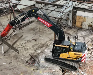 Hawkes Demolition’s new Hyundai HX220AL excavator in operation