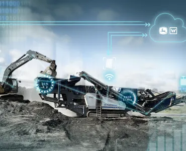 With Wirtgen Group Performance Tracker Crushing, production data from Kleemann crushing plants can be called up in the John Deere Operation Centre 