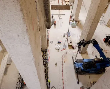 View showing part of the massive Austerlitz storage basin under construction