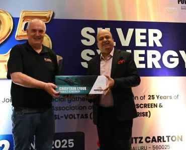L-R: Kieran Hegarty, president of Terex Materials Processing, with Pradeep Bakshi, managing director and chief executive officer of Voltas, at the 25th anniversary event