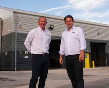 L-R: Jeremy Cross, business development manager at Smiley Monroe, with chief executive officer Chris Monroe at the opening of the new GB hub in Ilkeston