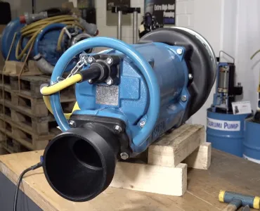 A powerful Tsurumi KTZ pump being prepared for use by the manufacturer