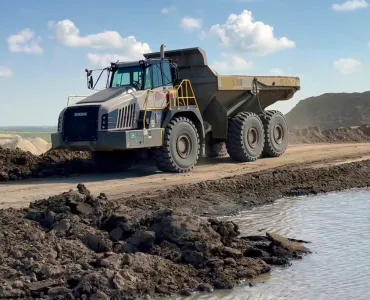A Rokbak RA40 hauling excess material at Edberg pit in Alberta, Canada