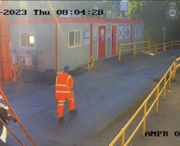 Screenshot of CCTV footage seconds before the collision. The vehicle involved is reversing in from the left-hand side of the image