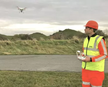 Peter Faraday flying a drone