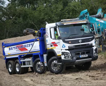 Britaniacrest Reycling's Volvo tipper in operation 
