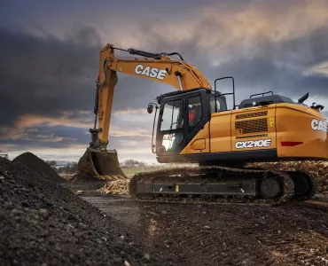 New CASE E-Series CX210E excavator in operation 