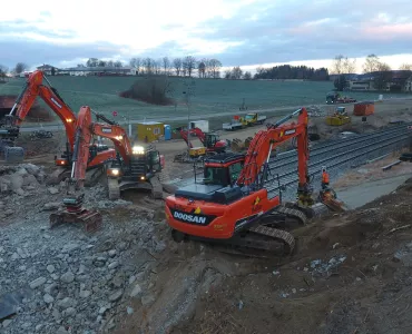 Doosan excavators at work 