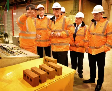 David Cameron and George Osborne at Accrington brick works