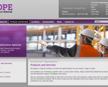 Hope Construction Materials website