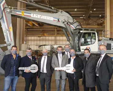 Liebherr celebrated 60 years of business in France with a special edition R 960 SME excavator handed over to Chavaz Père et Fils