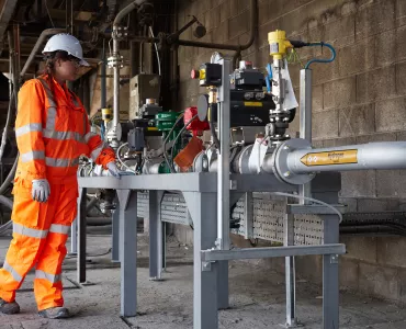 Miriam Joyce, graduate trainee manager, Hanson UK, overseeing world first fuel switching trials at Ribblesdale cement works