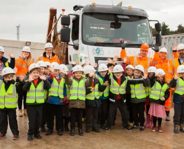 Schoolchildren visit recycling centre