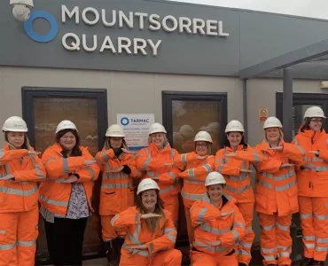 Female employees at Mountsorrel Quarry marking International Women's Day