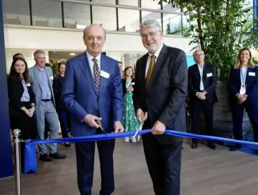 L-R: Donal O’Riain, founder and global managing director of Ecocem, and Niall Burgess, Ireland’s ambassador to France and Monaco, at the official opening of the new R&I centre in France