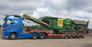 An Agg-Pro-supplied McCloskey J45 on the back of one of Fox Group's low-loaders