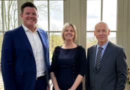 L-R: Thomas Edgecumbe, managing director of Surfacing Solutions at Aggregate Industries, Victoria Smith, head of Surfacing Solutions North and Midlands, and IAT President Brian Downes 