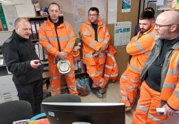 Sergeant Rob Beckers speaking to drivers from Essex Bulk Services