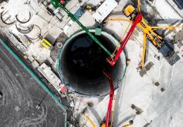 EFC being poured into the deep-level tunnel at Hurst substation