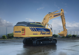 Komatsu’s new-concept, medium-sized hydraulic excavator powered by hydrogen fuel-cell