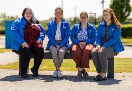 Pictured (L-R) are graduate design engineer Rachael Harris, graduate technical engineer Ellen McGhee, Lab engineer Laura McNeill, and Laboratory process engineer Ada Szymanska